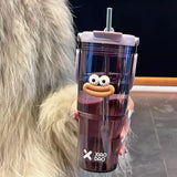 elvesmall -  600/900ml Sport Water Bottle With Straw Handle Cute Plastic Large Cup Drinking Ice Coffee Tea Juice Gym Travel Portable Cups