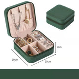 elvesmall Portable Jewelry Box Jewelry Organizer Display Travel Jewelry Case Boxes Button Leather Storage Zipper Jewelers Makeup Organizer