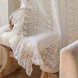 elvesmall 1PC White Lace FLoral Geometric Sheer Curtain for Living Room Window Drape Princess Bedroom Wedding Study#E