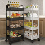 elvesmall Trolley Organizer Auxiliary Cart With Wheels Kitchen Furniture Cabinet Storage Rack Mobile Plastic Bookshelf Vegetable Basket