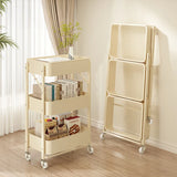 elvesmall Folding Storage Rack Trolley Kitchen Bathroom Bedroom Multi Storey Snacks Shelving Organizer Carts Mobile Trolley Storage Rack