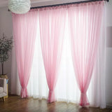 elvesmall Free Customization Sheer Tulle Curtains Shading Heat Insulation Pure Color Rod Pocket for Bedroom Living Room Voile Window