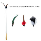 elvesmall  180cm Stretchable Simulation Feather Interactive Cat Toys Replaceable Feather Cat Stick Toys KittenTeaser Wand Toys Cat Supplies