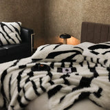 elvesmall  Luxury Faux Fur warm blanket for Winter double layer thickened Blankets for Bed Plaid Plush Sofa Blankets Microfiber bedding