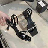 binfenxie  -  Fashion Women Sandals Open Toe Black Gold Silver Crystal Rhinestone Thin High Heels Ankle Strap Party Pumps Size 35-39 Sandals