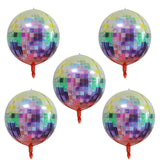 elvesmall 5pcs 4D Disco Balloons Laser for Wedding Happy Birthday Popular Party Decorations Rock and Roll Looks Round Cube Shaped Globos