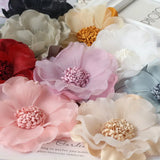 elvesmall 10PCS/Lot 10CM Large Handmade Chiffon Fabric Artificial Flower For Wedding Dress Clothing Hats Headdress Decoration DIY