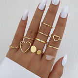 elvesmall Exaggerated Punk Rings Set Snake Heart Chain Butterfly Gold Color Metal Finger Ring for Women Fashion Jewelry Gift