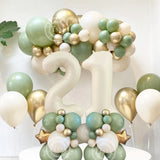 elvesmall  1set Creamy Number Balloon Tower Avocado Green Balloons Set For Adult 30 40 50 Birthday Party Decoration Kids Birthday Supplies
