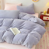 elvesmall 2024 New Milk Fleece Single Bedding Set Thickened Solid Color Warm 220x240 Double Use Quilt Cover Large Size Bedding for Winter