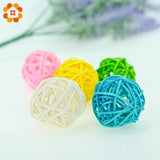elvesmall 10PCS 3/4/5CM Round Shape Mutil Colors Rattan Ball Sepak Takraw For Christmas Birthday Party & Home Wedding Party Decoration