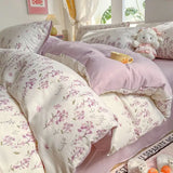 elvesmall Fresh Botanical Floral Bedding Set Washed Cotton Bed Linens Single Twin Full Size Quilt Cover Sheet Set for Girls Home Textiles
