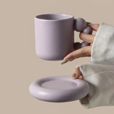 elvesmall  -  Ceramic Creative Coffee Cup with tray Nordic Home Decor Handmade Art Tea Mug Tray Personalized Gifts