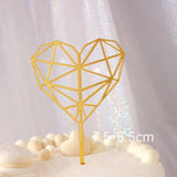 elvesmall  New Happy Valentine's Day Cake Topper Acrylic Gold Red Love Wedding Cupcake Topper for Lady Wedding Party Cake Decorations