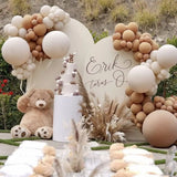 elvesmall Brown White Sand Balloons Garland Arch Kit Kids Birthday Party Balloon Baby Shower Decor Wedding Anniversary Decoration Supplies