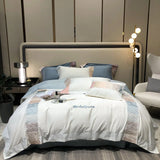 elvesmall -  High End 100s Long Staple Cotton Bedding Set Queen Embroidery 100% Cotton Duvet Cover Set with Bed Sheets Quilt Cover Pillowcase