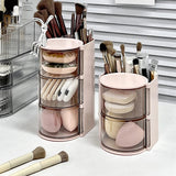 elvesmall Rotating Powder Puff Storage Box Dust-proof Desktop Beauty Egg Air Cushion Rack Multi-layer Lipstick Makeup Brush Storage Rack