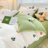 elvesmall Light Luxury a Maternal and Infant Class Washed Cotton and Linen Four-piece Quilt Set Single Student Dormitory Bed Sheet 3-piece