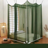 elvesmall Mosquito Net Bedroom Luxurious Four-Door Fit King and Queen Double Beds Netting Elegant Green Netting Bedroom Decor Canopy