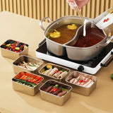 elvesmall Stainless Steel Food Storage Serving Trays Rectangle Sausage Noodles Fruit Dish With Cover Home Kitchen Organizers Food Containe