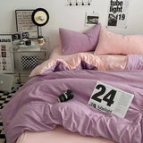 elvesmall INS Style Minimalist Solid Color Duvet Cover Soft Two Person Comfortable Bedding Set Luxurious Hotel Apartment Home Decoration