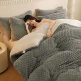 elvesmall New Super Thickened Warm Winter Blankets for Beds Artificial Lamb Cashmere Weighted Blankets Soft Fluffy Warmth Comforter Duvet