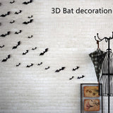 elvesmall Halloween Decoration 3D Black PVC Bat Halloween Party DIY Decor Wall Sticker Bar Room Halloween Party Scary Decos Props