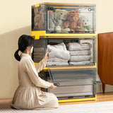 elvesmall 1pc Foldable Storage Trunk Open Storage Box Transparent Storage Box Home Wardrobe Clothes Organizer Large Capacity Clear Plastic