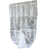 elvesmall  1PC White Double Pull Up Curtain for Small Window Floral Lace Sheer Roman Drape Kitchen Study Blinds #E