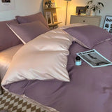 elvesmall  Bedding Set  Luxury Double-Sided Cool Feeling Ice Silk Washed Silk Nordic Style Duvet Cover Bed Sheet Summer Cool Quilt Set Gift