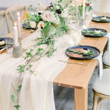 elvesmall Chiffon Table Runner Wedding Arch Chair Decoration Solid Color Gauze European-American Style Banquet Party Marriage Dining