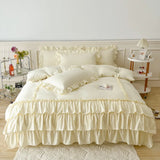 elvesmall  4 PC Full Sheet Set Twin Full Queen King Size Bed Sheet Pillowcase Luxury Bedsheet Solid Color King Queen Full Twin Size