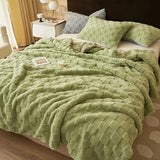 elvesmall  Thickened Velvet winter blanket modern plush bed linen Microfiber Bedspread bed Plaid home decorations sofa blankets sofa cover