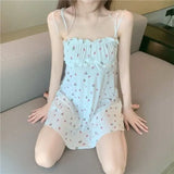 elvesmall  Summer Women Nightwear Floral Thin Pajama Nighty for Ladies Girl Sexy Nightgown Flower Pajamas Dress Home Sleepwear Loungewear