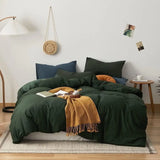 elvesmall  100% Knitted Cotton Comforter Cover Solid Color Duvet Cover Hotel Quality Luxury Bedding Set 1 Duvet Cover with 2 Pillowcases