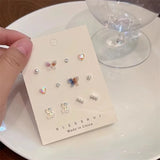 elvesmall Fashion New Delicate Elegant Butterfly Earrings Sets Simple Cute Korean Small Stud Earring for Women Girls Party Jewelry Gifts