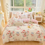 elvesmall Green Leaves Floral Duvet Cover Bedding Set 100% Cotton for Teen Girls Garden Botanical Comforter Cover for All Season Bedroom