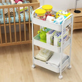 elvesmall Trolley Organizer Auxiliary Cart With Wheels Kitchen Furniture Cabinet Storage Rack Mobile Plastic Bookshelf Vegetable Basket