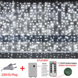 elvesmall LED Fairy String Lights Outdoor Waterproof Waterfall Street Garland Curtain Lights For Patio Christmas Wedding Party Decoration