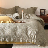 elvesmall  Small Fresh Home Double Layer Yarn Small Fragmented Flower Cotton Bed Sheet and Duvet Cover