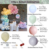 elvesmall 8Ft-24Ft Doubled Macaron Blue Green Maca Pink Yellow Garland Arch Kit Birthday Party Balloon Baby Shower Wedding Decoration