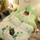 elvesmall Hot sale high quality bedding double sanded quilt cover sheet pillowcase four-piece set