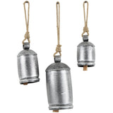 elvesmall Wall Hanging Decor With Solid Pattern and Metal Clapper Wind Chimes Metal Tibetan Decorative Wall Clock 3-Piece Set Round Crafts