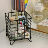 elvesmall Ins Iron Metal Storage Rack Creative Desktop Square Storage Box Large Capacity Storage Basket Organizer Cosmetic Storage Box