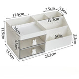 elvesmall Desktop Transparent Cosmetics Storage Box Desktop Organizer with Drawers Pen Holder Stationary Storage Rack for Office Desks