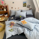 elvesmall 3pcs Duvet Cover Microfiber Solid Color Bedding Set Yellow Comforter Cover with 2 Pillowcase Modern Home Bedroom Quilt Cover