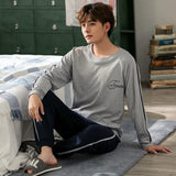 elvesmall  Men Pajamas Suit Pure Cotton Autumn Long Sleeves Breathable Plus-size Sleepwear Male Nightwear Set Spring Winter Gentlemen