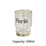 elvesmall  -  Korean Transparent Glass with Letter Retro Coffee Cup Couple Dessert Milk Tea Cup Water Glass Cute Coffee Mugs