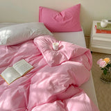 elvesmall Soft Pink Bedding Sets Duvet Cover Set Bedclothes Bedspread Pillowcases Single Double Queen Size Bed Sheet Sets For Girls