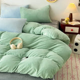elvesmall 2024 New Milk Fleece Single Bedding Set Thickened Solid Color Warm 220x240 Double Use Quilt Cover Large Size Bedding for Winter